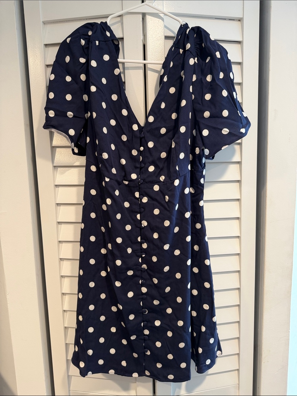 Nobody’s Child Women's Navy Polka Dot Button-front Dress